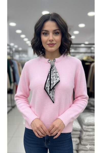 MONAMORE Women's Laine Ultra Soft Long Sleeve Scarf Sweater