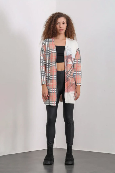 Hatun Atila Patterned Long Knit Cardigan - 5000