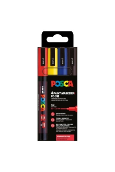 Uni Posca PC-3 M marker set, round tip 0.9-1.3 mm, 4 colors
