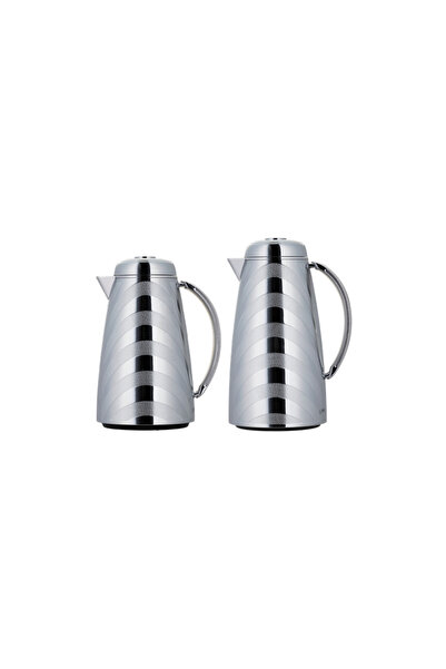 ALSAIF Al Saif 2-Piece Coffee and Tea Thermos Set / Elegant Design to Suit All Tastes - Chrome - 1.0/1.7 Liters