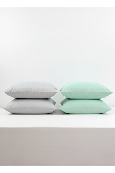 VİENNA 4-Piece Cotton Pillowcase Set 50X70 cm – Double Color Combination – 20 cm Cover Model