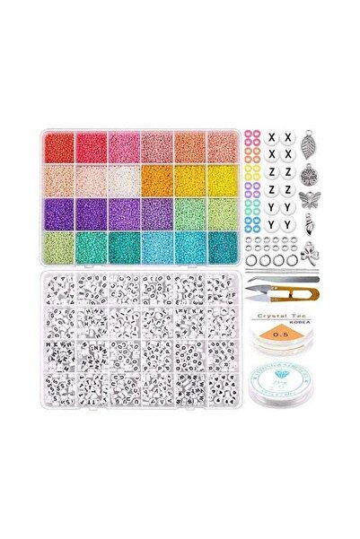 Yelajoy مجموعة خرز مكونة من 24 لونًا، مع حروف، معبأة في صندوق، لإضفاء لمسة شخ...