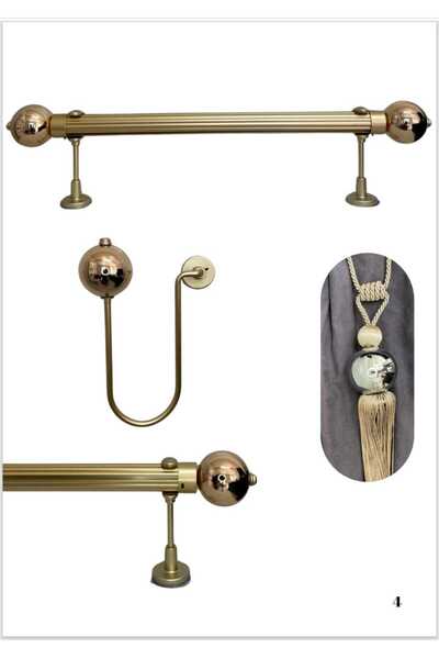 RUSTIKCIM ANTİK RUSTİK FON PERDE ASKISI TTMGOLD001-150 CM