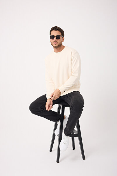 Giyimyol Men's Sweatshirt – Basic, Crew Neck, Comfortable Fit, Soft Cotton Fabric, Oversized
