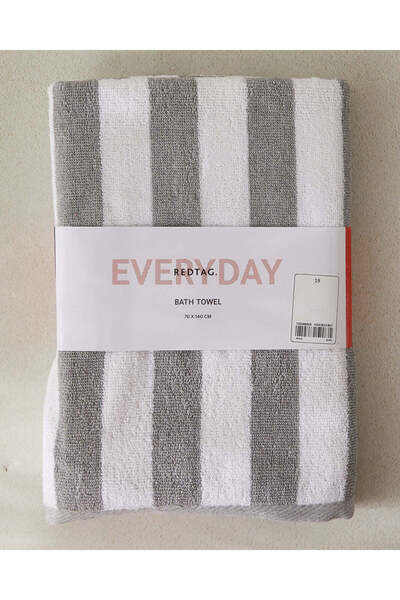 REDTAG Grey Fine Stripe Bath Towel