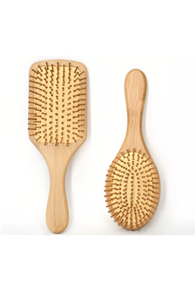 YESMAX أمشاط شعر خشبية - مجموعة من قطعتين، فرشاة شعر من الخيزران