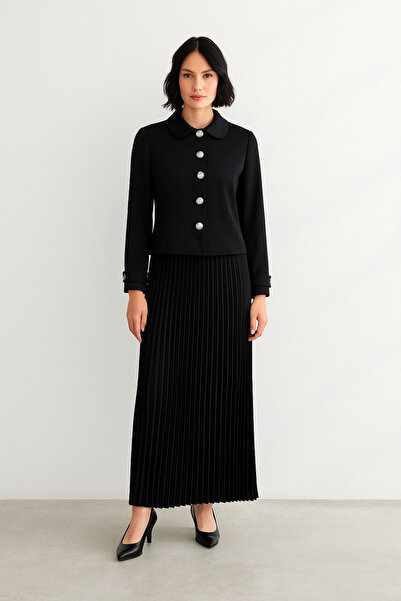 Doque 56014 ÖNDEN DÜĞMELİ ETEĞİ PİLİSELİ PARLAK ETEKLİ TAKIM #10-25#