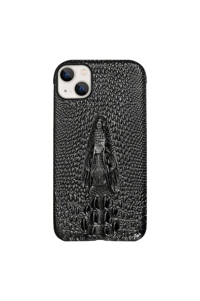 RoveZone Husă de protecție premium din piele cu textură de crocodil pentru iPhone 13 Mini, neagră