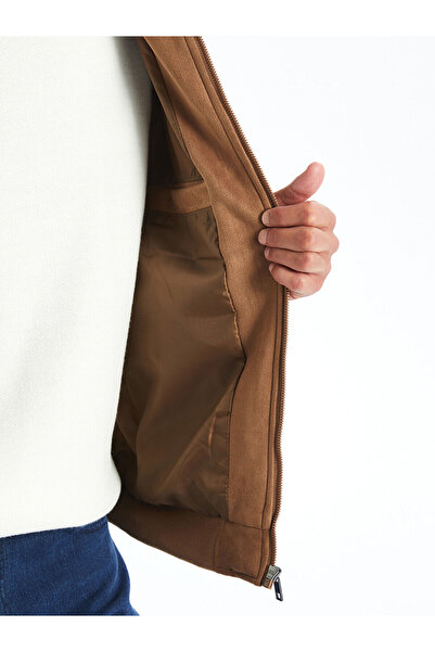 LC Waikiki Ανδρικό παλτό σε μπεζ Standard Fit ψηλός λαιμός Suede