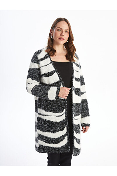 LC Waikiki Ecru Shawl Collar Patterned Women's Knitwear Cardigan