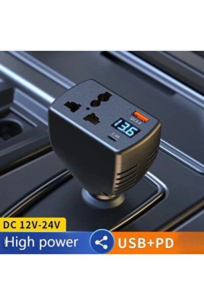NO BRAND Socket Lighter USB-C Voltmeter Digital 220V Car Inverter Charger 150W C13