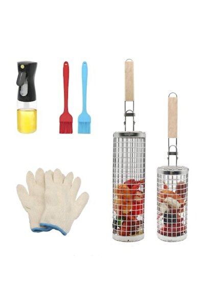 OEM Grill set – 2 rotating stainless steel baskets, heat-resistant gloves, marinating accessories, 50x