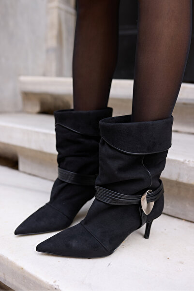 ANGELİNA JONES AVELİA KADİN SİYAH SUET MINI TOPUKLU BOT