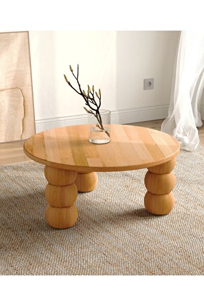 woodizy DOĞAL MASİF AHŞAP ALVA ORTA SEHPA