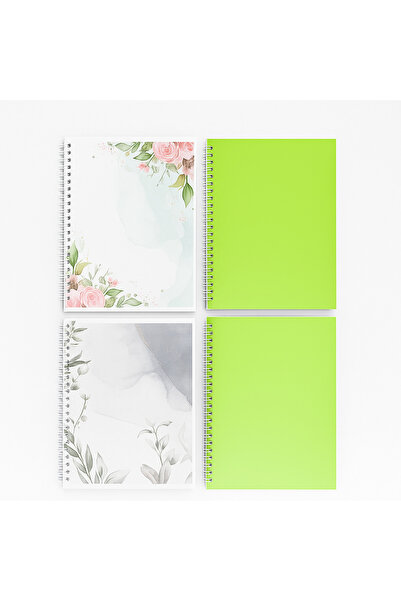 AHDTOPTAN A5 Green White Notebook Unlined 60 Sheets 4 Pieces