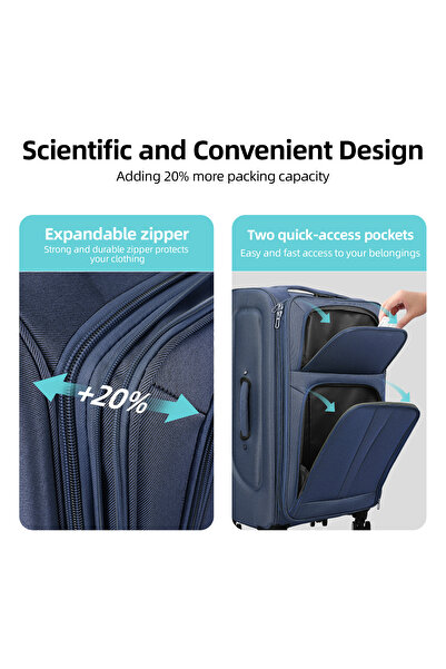 SHOWKOO 4 Piece Luggage Sets Expandable Softside Suitcase with Spinner Wheels & TSA Lock 20in/24in/28in/32in