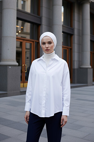 Zeneva Collection Λευκό 96% βαμβακερό ελαστικό γυναικείο πουκάμισο ποπλίνα 11...