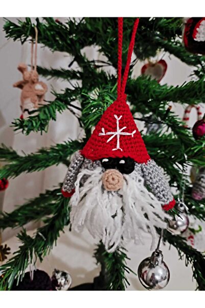 Momsada Christmas Gnome Bag Charm / Christmas Gnome Tree Ornament / Hand Knitted