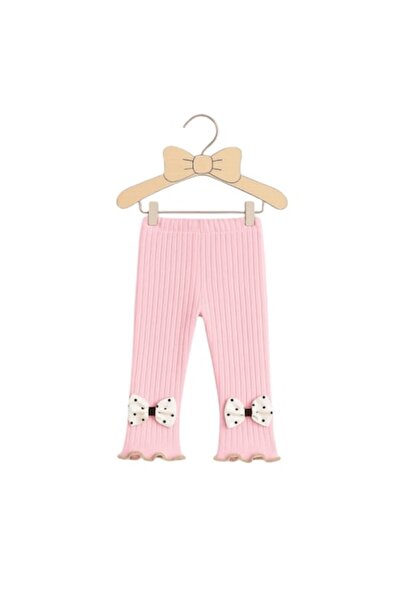 Mixbo Footless Baby Tights with Satin Bow, Thick Cotton, 0-6 months, Pink