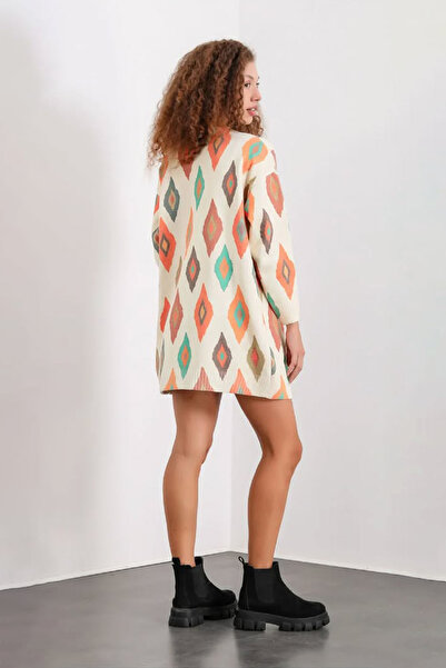 Hatun Atila Patterned Long Knit Cardigan - 5000