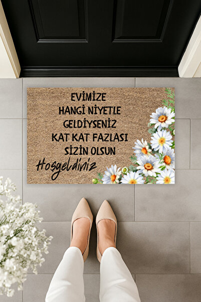 Dormot Covoraș de ușă cu margarete, imprimat digital modern, cu textul: „Câti...