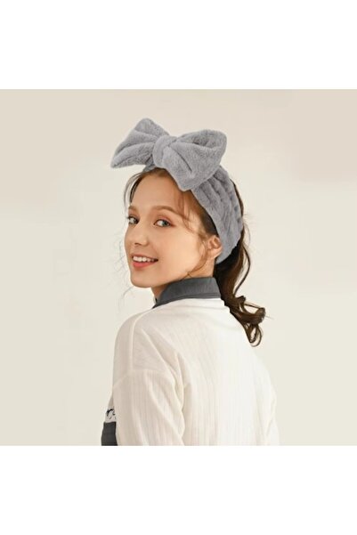 Mixbo Bentiță elastică pufoasă cu fundă, gri (pentru fete)