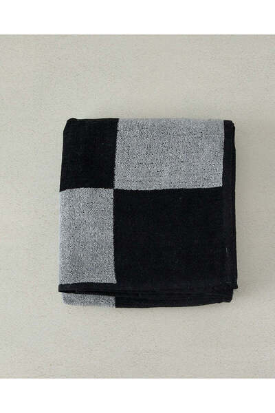REDTAG Grey And Black Geometric Beach Towel