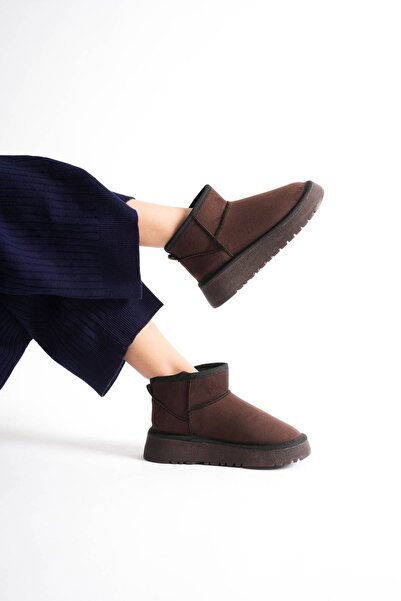 Zerenyus Γυναικείες μπότες από γούνα χειμερινού καφέ Alina Premium UG