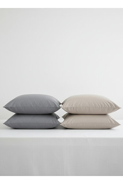 VİENNA 4-Piece Cotton Pillowcase Set 50X70 cm – Double Color Combination – 20 cm Cover Model