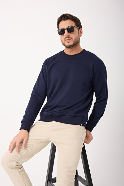 Giyimyol Men's Sweatshirt – Basic, Crew Neck, Comfortable Fit, Soft Cotton Fabric, Oversized