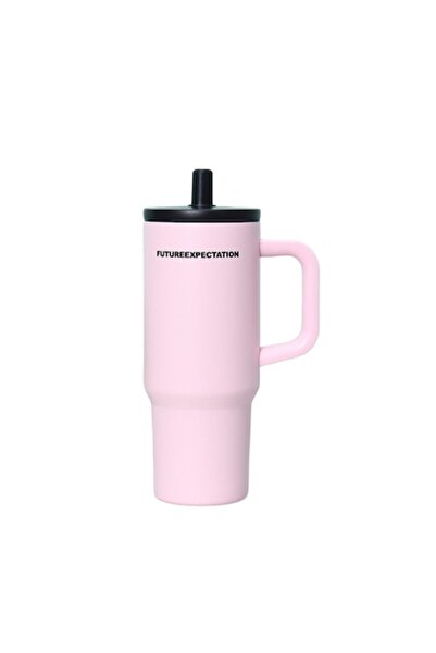 Mixbo adult thermos with straw and handle, stainless steel, matte pink, 750 ml