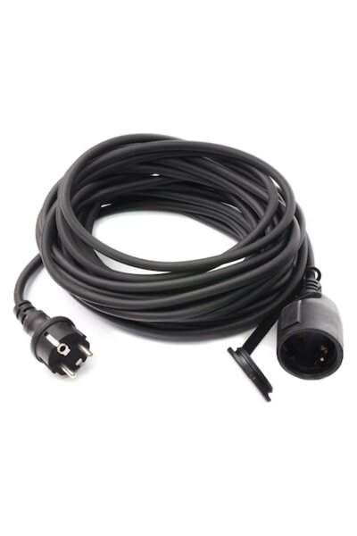 OEM Extension cord with plug and coupler, earthing contact, 10 m, 3 x 1.5 mmp, black