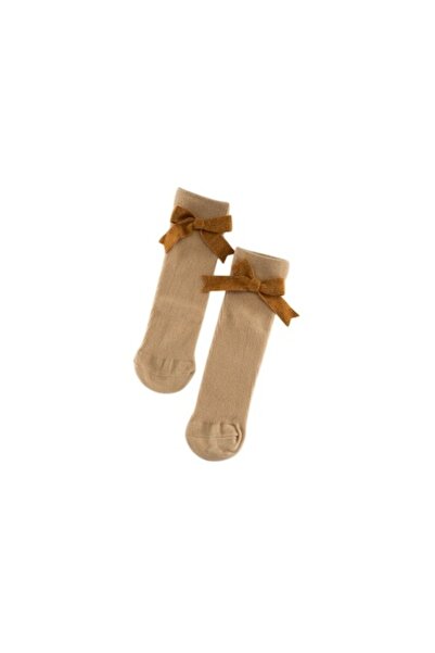 Mixbo Kids Socks, Mustard with Bow, Cotton, Ages 2-5
