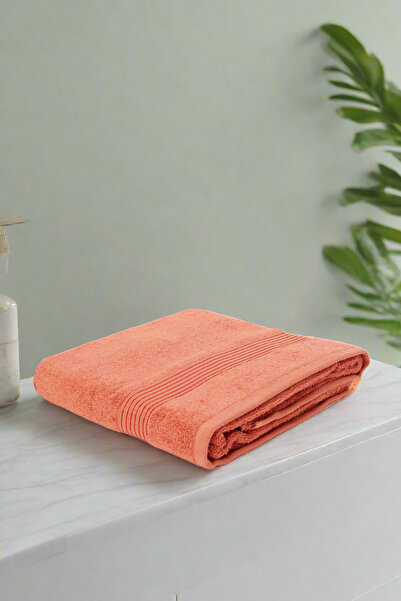 REDTAG Orange Soft Cotton Beach Towel With Viscose Border