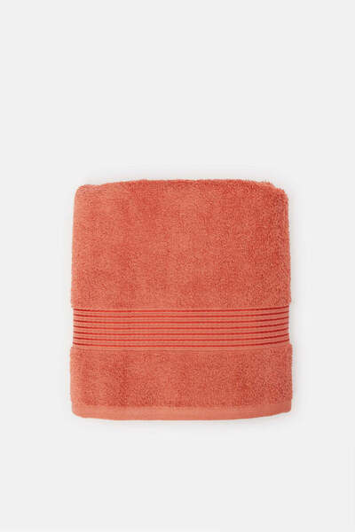 REDTAG Orange Soft Bath Towel With Viscose Border