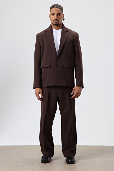 VAMOSCLO قصة مريحة بدلة باللون البني الداكن