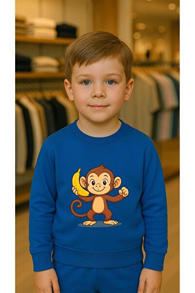 playwear Παιδικό Φούτερ Σετ Ρούχων με στάμπα MONKEY MUZ για Κορίτσια και Αγόρ...