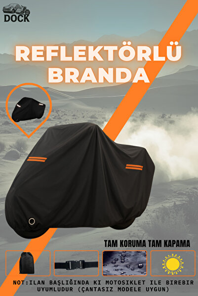 Dock TURUNCU REFLEKTÖR-RKS SRK125S KİLİT UYUMLU SİYAH MOTOSİKLET BRANDASI