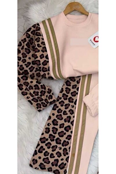 zavera for kids Girl's Leopard Detailed Tracksuit Set - 100% Cotton - 3 Thread Count