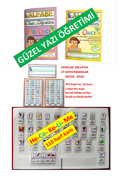 mintikbirler Okuma Yazma Öğretimi Kitabı ve Hece Alfabe Kartları Dikte Çalışm...