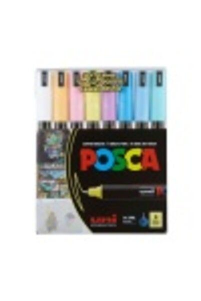 Uni Posca PC-1 MR marker, extra-fine metallic tip 0.7 mm, set of 8 pastel colors