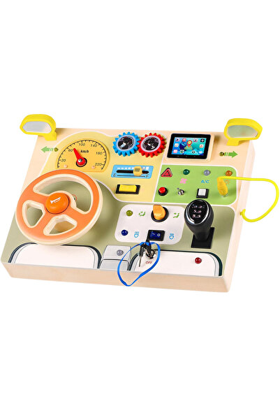 Gopo Toys Jucarie Educativa Montessori pentru Copii - Tableta din Lemn cu Circuit Luminos si Volan