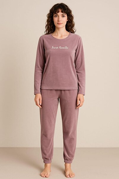Pemilo Women's 13164-2807 Long Sleeve Velvet Pajama Set Lila