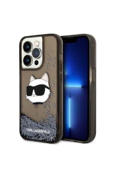 Karl Lagerfeld Carcasă pentru iPhone 14 Pro Max, cu sclipici, neagră
