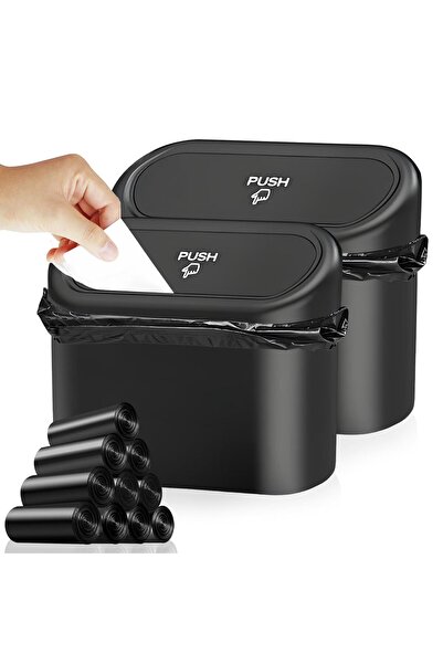 Generic Car Trash Can – Mini Automotive Garbage Bin with Lid, Hanging Design, Includes 150 Plastic Bags