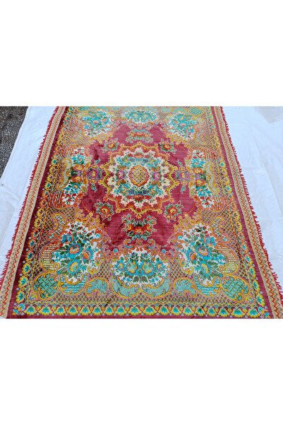 ŞAHMERDANOĞLU 160X215 cm Burgundy Red, Velvet Bedspread, Tablecloth-Wall Tapestry-Couch Cover K13