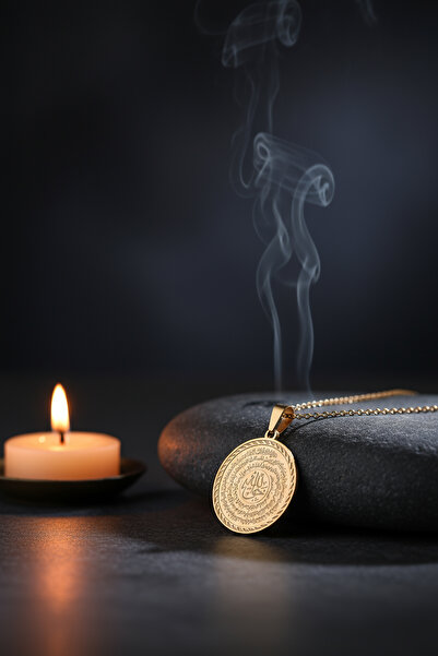 TAKI DERYASI Gold Color Hakkani Seal and Nal-I Şerif Written Steel Necklace Stainless Non-Tarnish Chain