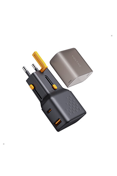 VOLTME شاحن حائط Vito Go Travel بمنفذي USB-C وUSB بقوة 35 وات - أسود