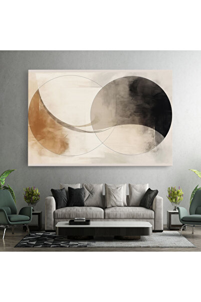 Arthub Tablou Canvas, 90x140 cm, Dormitor Si Living, Abstract Cu Linii, Abstract Circle Painting