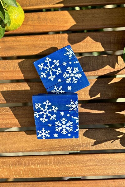 Bag The Joy Leftover - New Year's Themed - Set of 2 Coasters - Snowflakes - Blue
